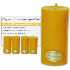 Figura Santa® Beeswax Advent Candles Set of 4 Candles Advent Wreath Pillar Candles Made of 100% Beeswax Christmas Candles Size: 12.5 x 6.5 cm Burning Time Approx. 47 Hours