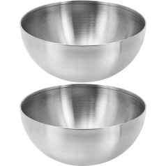 Zerodeko Ramen Pasta Bowls, Stainless Steel Bowls, Korean Bowls, Metal Soup Bowls, Serving Bowls for Cereals, Rice Soup, Pasta, Salad, 12 cm, Silver, Pack of 2