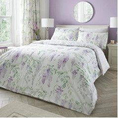 Dreams & Drapes Design - Wisteria - Reversible Duvet Cover Set - Super King Size in Purple