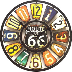 Large Rustic USA Number Plates Multi-Coloured Wall Clock