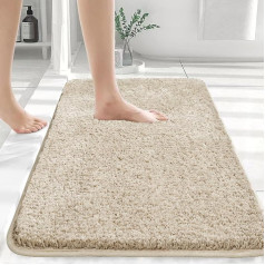 Myting Bathroom Rug 70 x 120 cm Bath Mat Beige Soft Microfibre Bath Mat Washable Shower Mat Non-Slip Fluffy Bath Mat