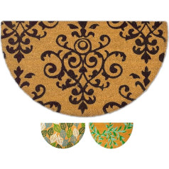 Coconut Doormat, Semicircular Doormat for Outdoor and Indoor Use, Dirt Trapper Mat for Your Front Door, Washable, with Non-Slip PVC, Funny Doormats, Outdoor Doormat, 40 x 70 cm (Printed)