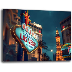 Printerland Modern Picture, LAS VEGAS America Modern Pictures Living Room Wall Picture XXL Large Print on Canvas Wall Decor Bedroom Kitchen B&B Hotel (11, 30x40cm)