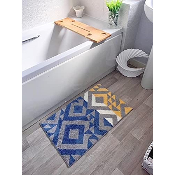 Door Mat Door Mat Machine Washable Dirt Trapper Mat TPR Non-Slip Technology Carpet (Multicolor, Grey Diamonds, 50cm x 80cm)