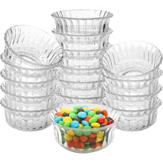 Frcctre 16 Pieces 10 x 5 cm Glass Bowls, Glass 240 ml, Clear Salad Bowl Set, Mini Glass Prep Bowls, Serving Bowls for Kitchen, Preparation, Nuts, Snacks - Stackable and Dishwasher Safe