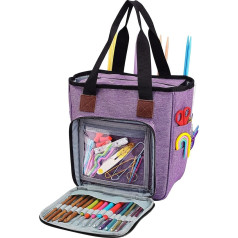 Crochet Bag, Knitting Bags, Tote Bags, Organiser, Travel Crochet Bags, Yarn Bag for Carrying Crochet Hooks, Knitting Kit, Skeins, Yarn, Wool
