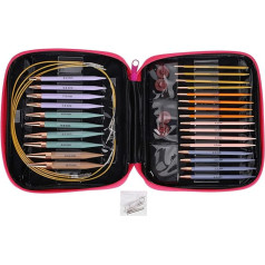 13 Pairs Interchangeable Knitting Needles Set, Circular Knitting Needles Kit, Interchangeable Circular Knitting Needles Set, 4 Cyclic Rigid Wire Ropes, Ergonomic Handles, 2.75 mm - 10 mm