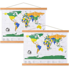 Benjia B2 Pack of 2 Poster Frames 50x70 Magnetic Light Wood Poster Hanger Hanger Hanging Canvas Art Print 50cm Teak