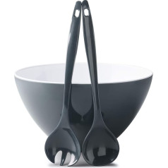 Zeal G217TSET Dark Grey Melamine Salad Bowl and Serving Set