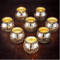 Romadedi Candle Holder Silver Tea Light Holder Glass: Set of 24 Small Candle Jars for Table Decoration Wedding Living Room Decoration Tea Light Glass for Tea Light Clear Votive Candle Holder for