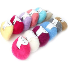 Popular Soft Mohair Knitting Angora Wool Yarn for DIY Knitting (with a Crochet) (12 Colours a Set), Knitting Tools