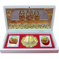 ZAARIYA Ram Darbar Frame/Pocket Temple I 24K Gold Plated Decorative Photo Frame & Charan Paduka for Gifting, Home Decoration and Pooja Room Decor, 23 cm (Ram Darbar, White)