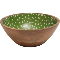 Dexam Sintra Mango Wood Polka Dot Salad Bowl, Green