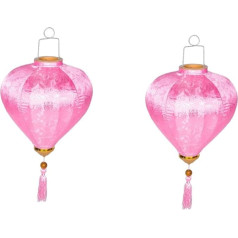 jojofuny Pack of 2 12 Festival Lanterns Asian Lantern for Restaurant Gate Hanging Lantern Ramen Bar Lantern Spring Festival Lanterns Pink 3D Fabric Hanging Hand Drawn Noodles