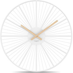 Cander Berlin BRELLA XXL Wall Clock Silent 50 cm Metal Wooden Hands without Ticking Noises Large Modern White Living Room Kitchen Vintage