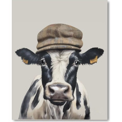 Designed by Lorna Watercolor Cow in Tweed Barnaby Country Wall Art Print Framed or Unframed (8x10 Unframed Print)