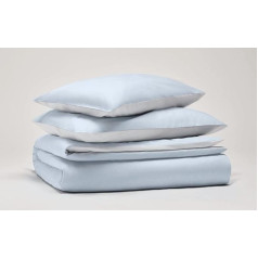 OSAMA Pantone™ 155 x 200 cm 100% Cotton Percalle 200 Thread Count 1 Square Double Sided Duvet Cover Set, Blue/White