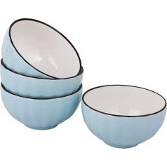 AWHOME Ceramic Bowl Blue 4.5 Inch Set of 4 (Blue, 4.5 Inch)