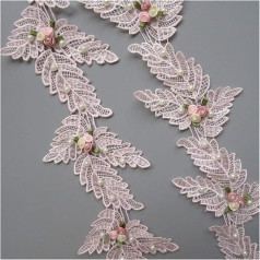 Bandbesätze for Nähen, Verzierungen for Kleidung, 2 Meter Blattfeder mit Mini-Blumenperle