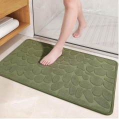 Color G Bath Mat Non-Slip 60 x 90 cm, Soft Bathroom Rug, Water Absorbent Bath Mat, Machine Washable Bath Mat for Shower, Bathtub and Toilet - Green
