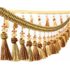 GIVBRO 3M Tassel Fringe Trim Hanging Beads Pendant Lace Ribbons Embellishment Sewing Home Decoration Costume Accessories Gold
