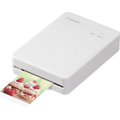 Canon SELPHY QX20 Mobile Photo Printer - Print Directly from Smartphone via Wi-Fi. Dye Sublimation Printing, 2 Sizes Sticker Paper and Charging via USB-C - White (Without Colour/Paper)