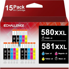 ECHALLENGE PGI-580XXL CLI-581XXL Printer Cartridges Compatible with Canon 580 581 Cartridges Multipack for Canon TS705 TR8550 TS6150 TR7550 TS6250 TR8500 TS8251 TS6350 TS9551(PGBK/C/M/Y/BK,, 15-15