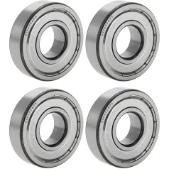 A ABSOPRO 6305ZZ Rillenkugellager Geschmiert P5 15x62x17mm Silberfarben Doppel-Metall-Dichtung Kugellager Universal für Autos, Fahrräder, Motorräder, Skateboards, 3D-Drucke - 4 Stück