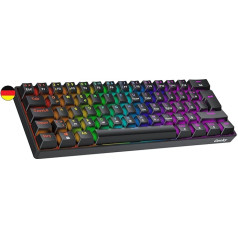 Geeky GK61 60% | Hot Swappable Mechanical Gaming Keyboard | 62 Keys Multi Colour RGB LED Backlight for PC/Mac Gamer| ISO DE Qwertz German (Black, Mechanical Speed Yellow)