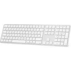 OMOTON Bluetooth Keyboard for Mac (MacBook/MacBook Air/MacBook Pro/iMac/iMac Pro/Mac Pro), Rechargeable Wireless, for Mac OS with 3 Bluetooth Channels, QWERTZ DE Layout, Silver