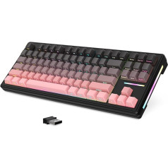 LexonElec x Attack Shark M87 75% Wireless Gaming Keyboard, BT5.0/2.4G/Wired, 27 RGB Backlit, TKL Mechanical Hot Swap Linear Switch, QWERTY Side Printed Gradient PBT Keycap-Black/Pink