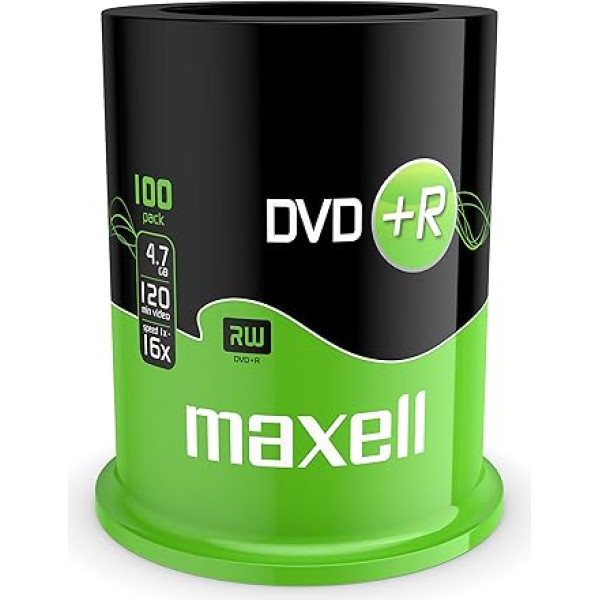 Maxell 275641.40.CN DVD+R Blanks (16x Speed, 4.7GB, 100 Spindle)
