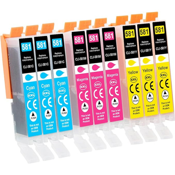 Yowell 581 XXL CLI-581XXL Multipack Cartridges for Canon 581 CLI-581 Printer Cartridges for Pixma TR7550 TR8500 TR8550 TS705 TS705a TS6250 TS6300 TS6350a, 3X 581 Cyan, 3X 581 Cyan Magenta, 3X 5, 381