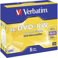 Verbatim DVD+RW 4X Speed 4,7GB Jewel Case 5er Pack DVD-Rohlinge
