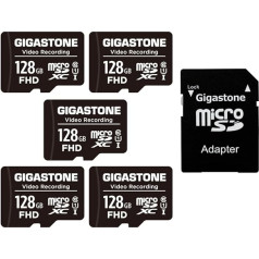 GIGASTONE 128GB 5-Pack Micro SD Card, 4K Video Pro, GoPro, Surveillance, Camera, Drone, 85MB/s MicroSDXC Memory Card, UHS-I Class 10, with Adapter