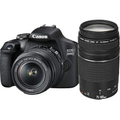 Canon EOS 2000D single lens reflex camera (24.1 MP, DIGIC 4+, 7.5 cm (3.0 inch) LCD, Full-HD, WIFI, APS-C CMOS sensor) including lenses EF-S 18-55mm F3.