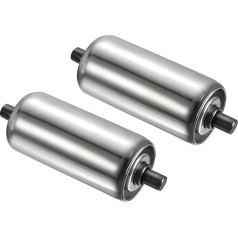 PATIKIL 2 Pack Conveyor Wheels 2 Inch Diameter 4 Inch Stainless Steel Gravity Transfer Replacement Part Galvanised End Silver