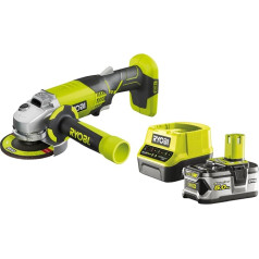 RYOBI 18 V ONE+ Cordless Angle Grinder R18AG-150GZL (Disc Diameter 115 mm, Idle Speed 0-7500 rpm, Bore Diameter 22 mm, Includes Grinding Disc, 5.0 Ah Battery and Charger in Box)