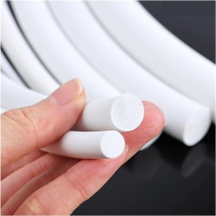 Sponge Rubber Cord Solid, Silicone Foam Seal Silicone Foam Rubber Sponge Strips, Round, Diameter 1-25 mm, White, Foamed Sealing Strips (Size: 1 Metre Diameter 5 mm)