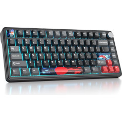 SbocKeeb 75% Percent Wireless Keyboard with Gasket, TKL Wireless Mechanical Gaming Keyboard Bluetooth/2.4 GHz/USB, America QWERTY, Pre-Lubricated Switch for PC, Mac Win, M75-Shadow Red