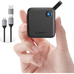 ORICO Portable SSD 2 TB with 2 in 1 USB C Cable, External Solid State Drives, up to 460 MB/s, Status Display, Reliable Storage for USB-C Smartphone, Tablet, PC - B5PLUS