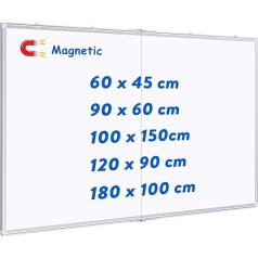 Maxtek Magnetic Whiteboard, 150 x 100 cm, Magnetic Board with Aluminium Frame and Removable Tray, Dry Wipe, Writeable on Both Sides, Magnetic Notice Board, Suitable for Office, School, Home