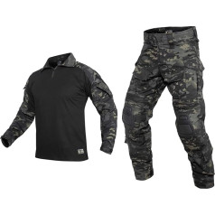 YEVHEV Taktischer Anzug für Herren, Hemd und Hose mit Knieschützern und Ellbogenschützern, für Outdoor-Aktivitäten, ohne Gürtel
