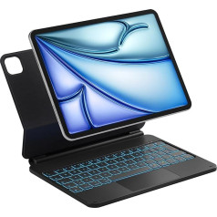 Inateck Magnetic Keyboard Case for iPad Air 11 Inch 2024 (M2), iPad Air 5/4 Gen 2022, Magic Keyboard for iPad Pro 11 Inch 4/3/2/1, Cantilever Stand, 7-Colour Backlight, KB09119