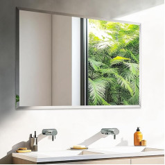 Artloge Mirror Wall Decorative Hallway Mirror 100 x 70 cm, Living Room Mirror Rectangular Decorative Mirror Silver Bevelled Mirror HD High-Quality Hanging Mirror for Living Room Bedroom Bathroom