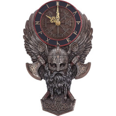 Nemesis Now Vegvisir Runic Viking Nordic Compass Wall Clock, Bronze, 29 cm