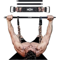 INNSTAR Portable Home Gym 3.0 Set, Adjustable Resistance Band with Bar and Squat Bands for Home Training, Bench Press, Chest Trainer, Resistance Band Set for Chest, Arm, Leg Training