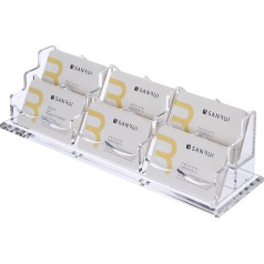 SANRUI Acrylic Business Card Holder for Desk, 6 Compartments Business Card Stand Card Holder for Exhibition, Home, Office, 300 Card Capacity