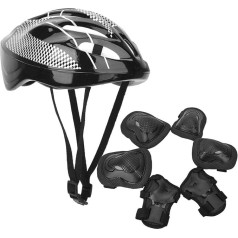 Cocosity Sports Protection Gear Set for Adults, 7-in-1 Roller Skating Cycling Helmet Knee Pads, Elbow Pads and Wrist Pads, (Black, Adult Models)