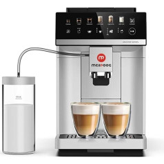 Mcilpoog WS-M3 super automatic coffee machine with 15Bar pressure, espresso machine can make 7 kinds of drinks with one click of bean flour, easy to clean and easy to clean (White)